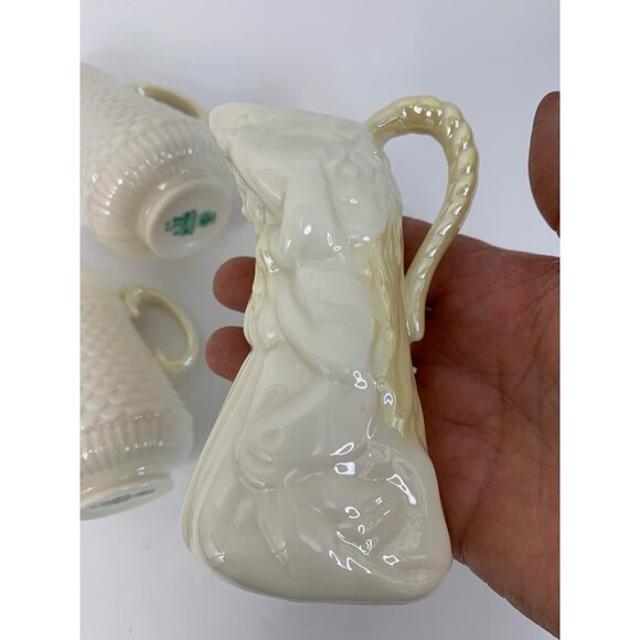 Lot Of 3 VTG Belleek Bone China Mini Pitchers Creamers Ireland 8809 Maiden - Picture 6 of 12
